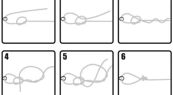 Schritt-für-Schritt-Anleitung zum Binden eines doppelten Schlaufenknotens.