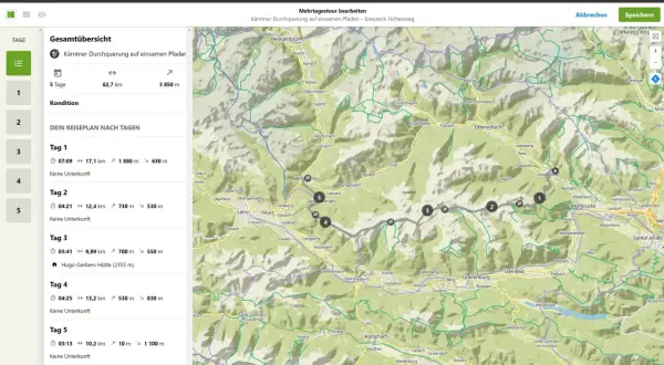 Kärntner Durchquerung: 5 Tage, 62,7 km, 3850 m Höhenmeter. Ein Abenteuer auf einsamen Pfaden, perfekt für **weitwanderwege europa**.
