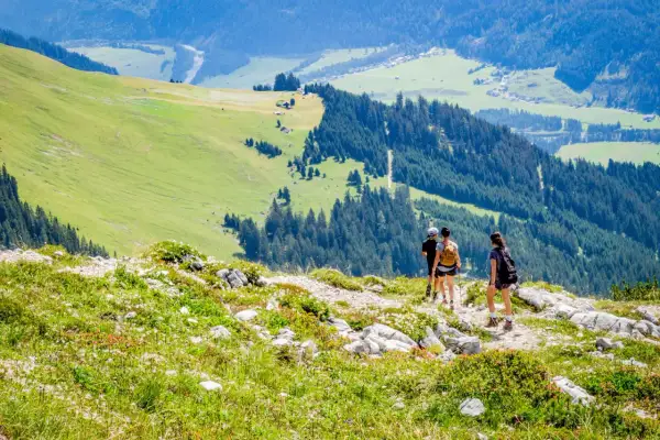 Wanderer entdecken auf einem Bergpfad im Lechtal versteckte Schönheiten. Ein perfekter Ort für Geheimtipps.